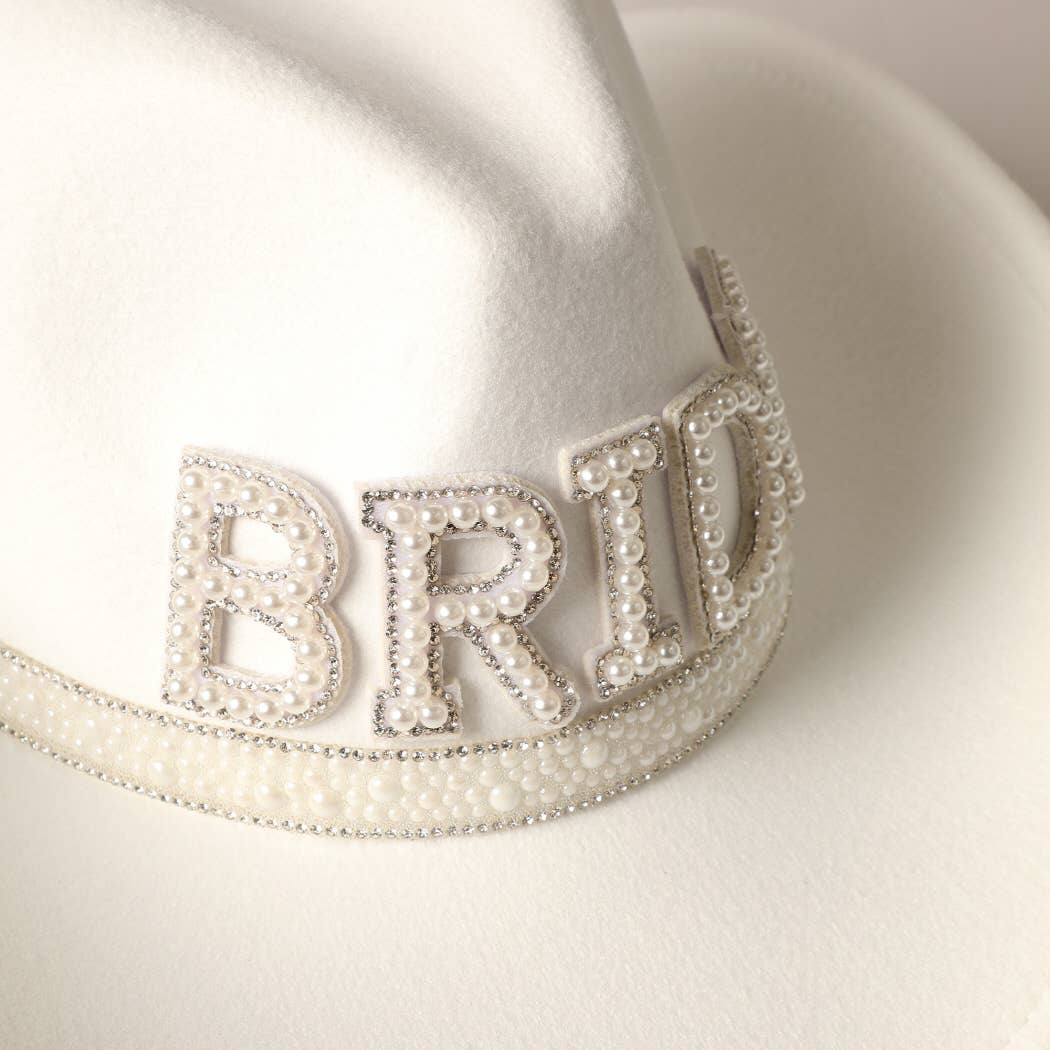 "BRIDE" Pearl Cowboy Hat