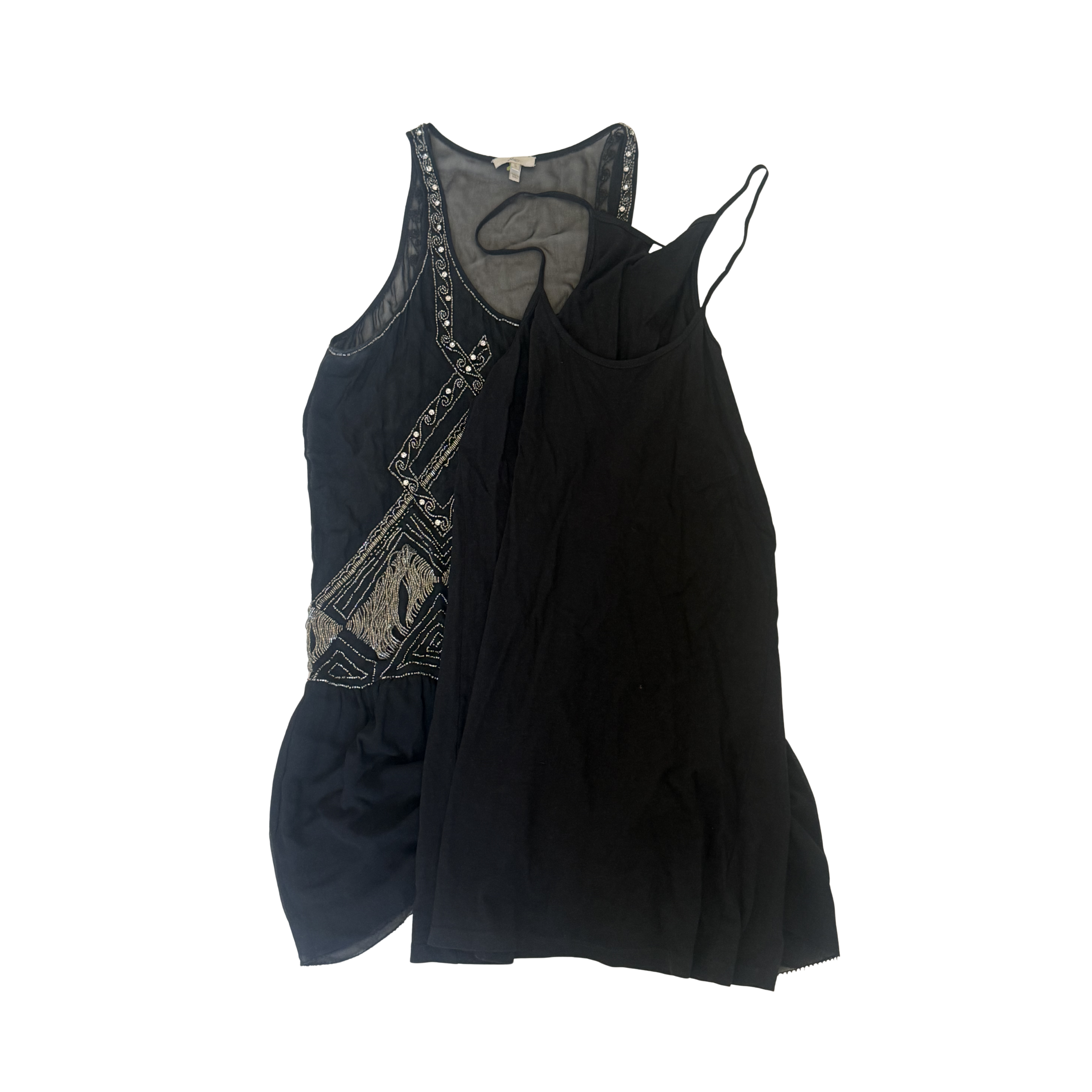 Joie Black and Silver Beaded Slip Dress with Removable Liner – Size XS/S