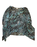 Y2K Sheer Studded Blue Teal Leopard Poncho - One Size