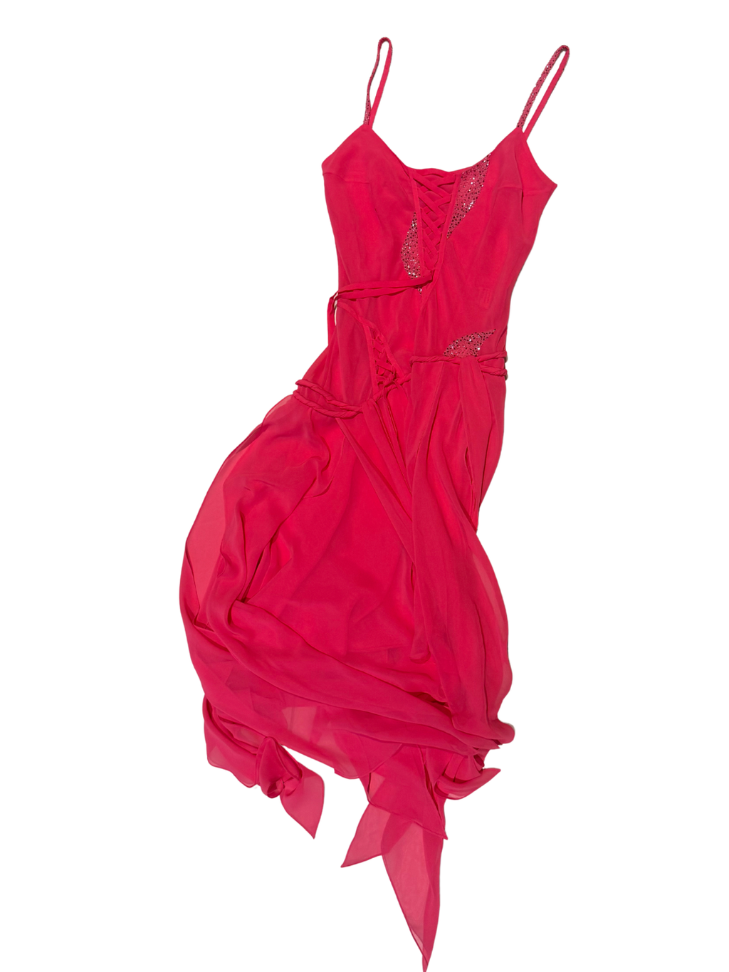 True Y2K Hot Pink Sequin Fairy Princess Dress – Size XS–S