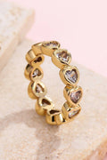 Gold Rhinestone Heart Eternity Stack Ring