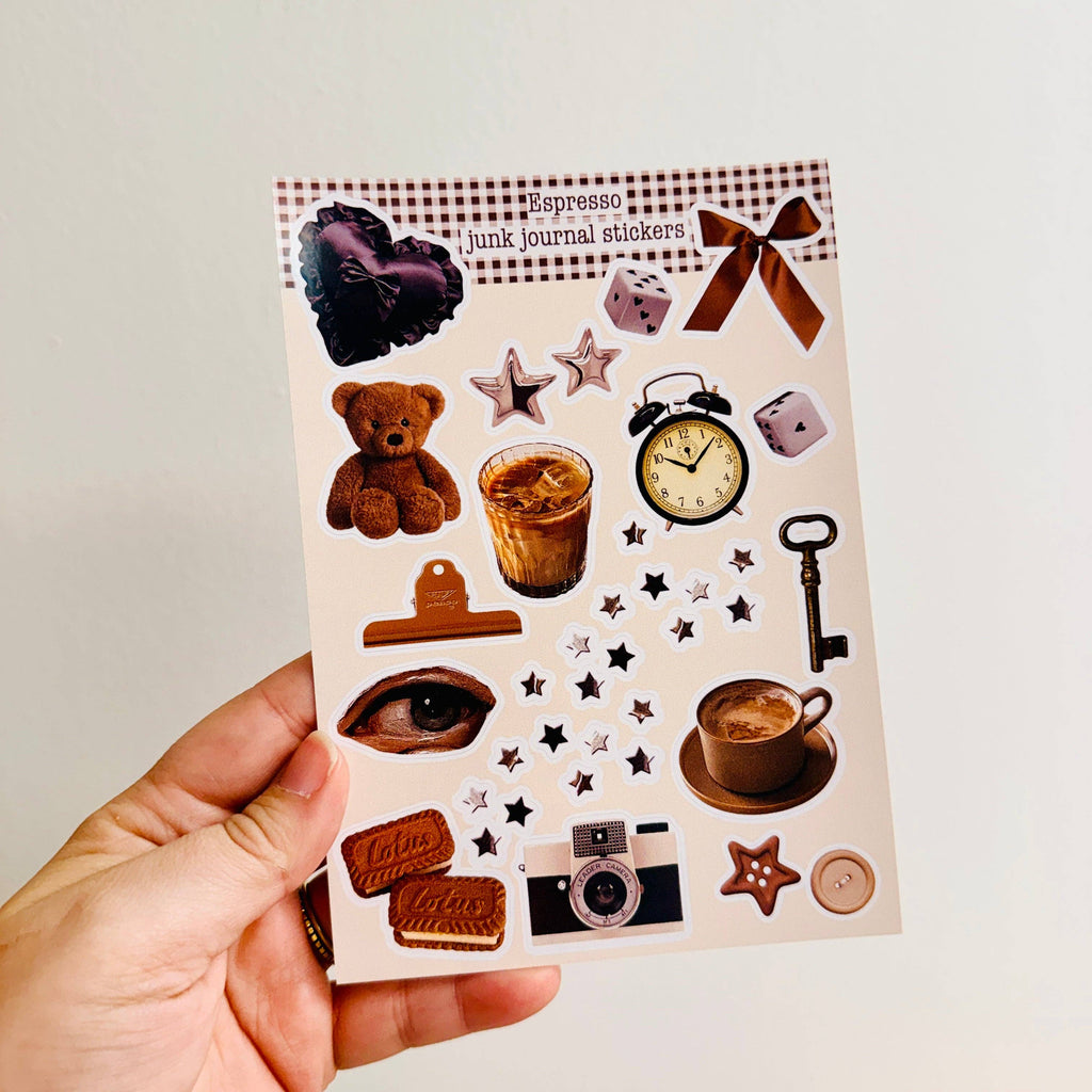 Espresso Junk Journal Sticker Sheet