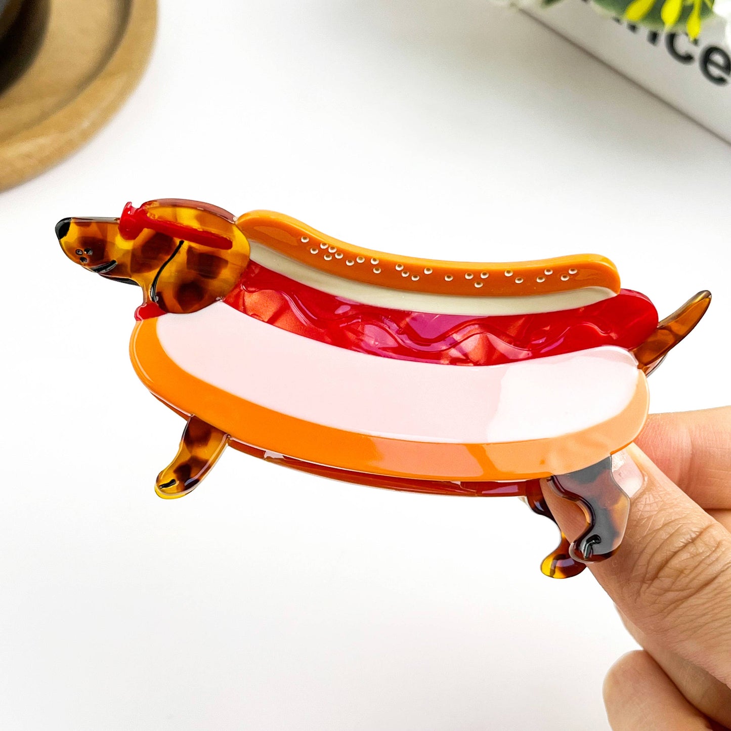 Dachshund Hot Dog Hair Claw Clip