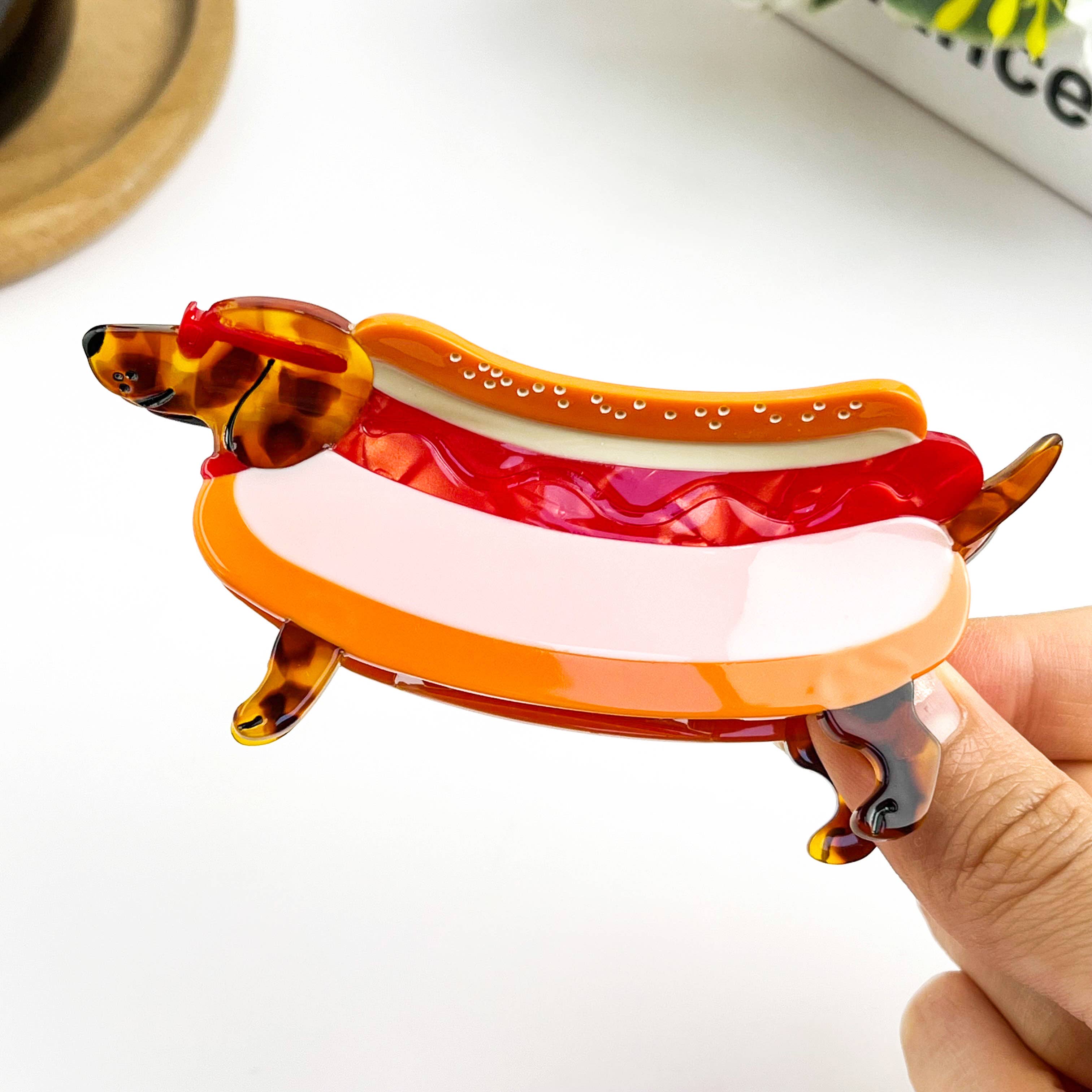 Dachshund Hot Dog Hair Claw Clip