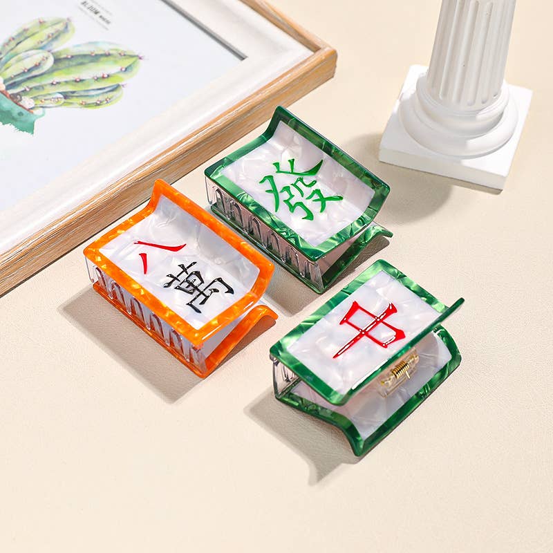 "Red Dragon" Mahjong Tile-Shaped Hair Clip