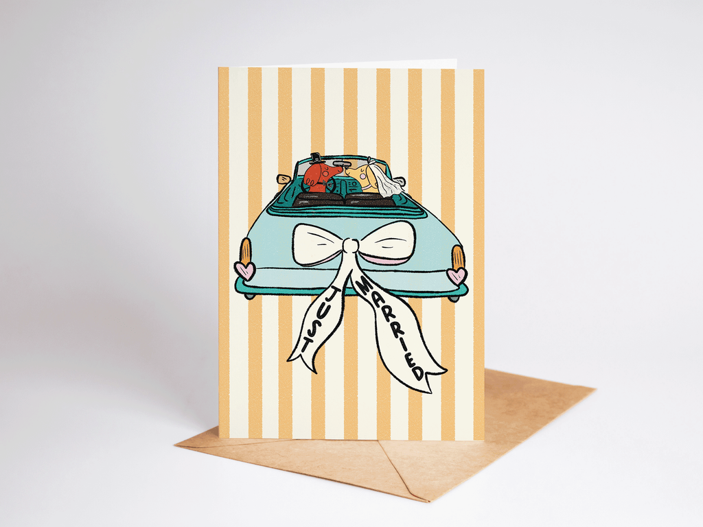 "Just Married" Dogs in Love Wedding Greeting Card