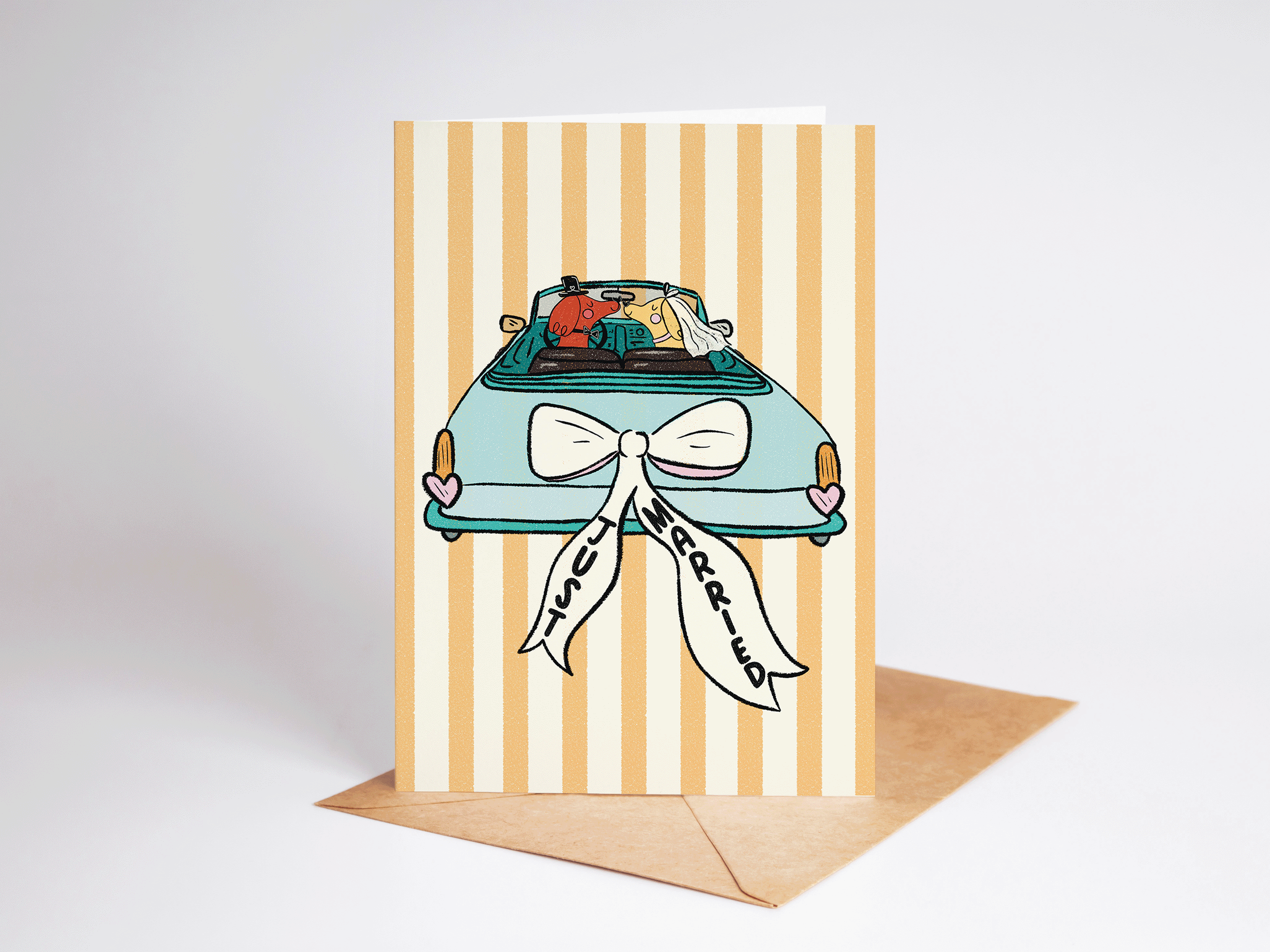 "Just Married" Dogs in Love Wedding Greeting Card
