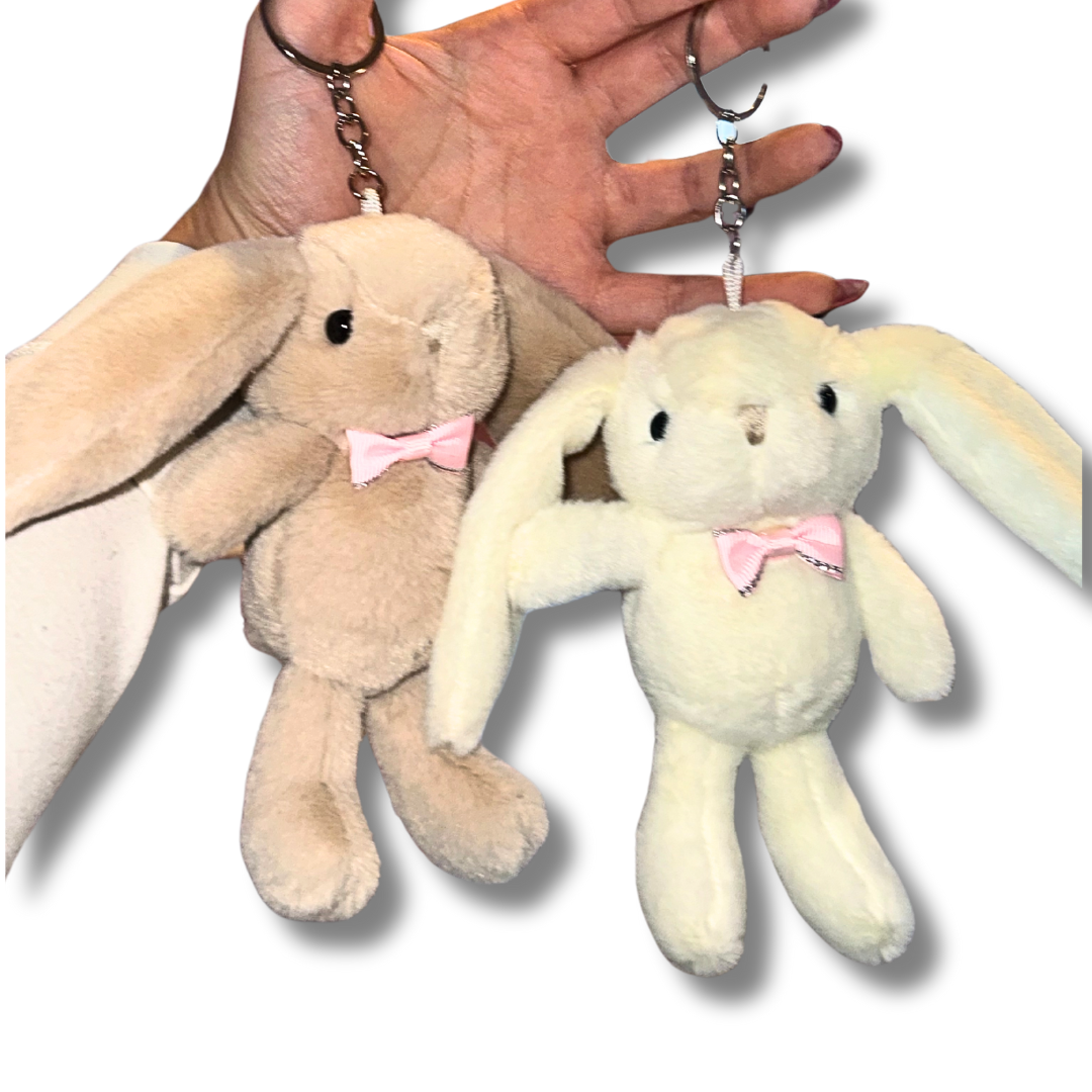 Stuffed Bunny Bow Keychain / Bag Charm