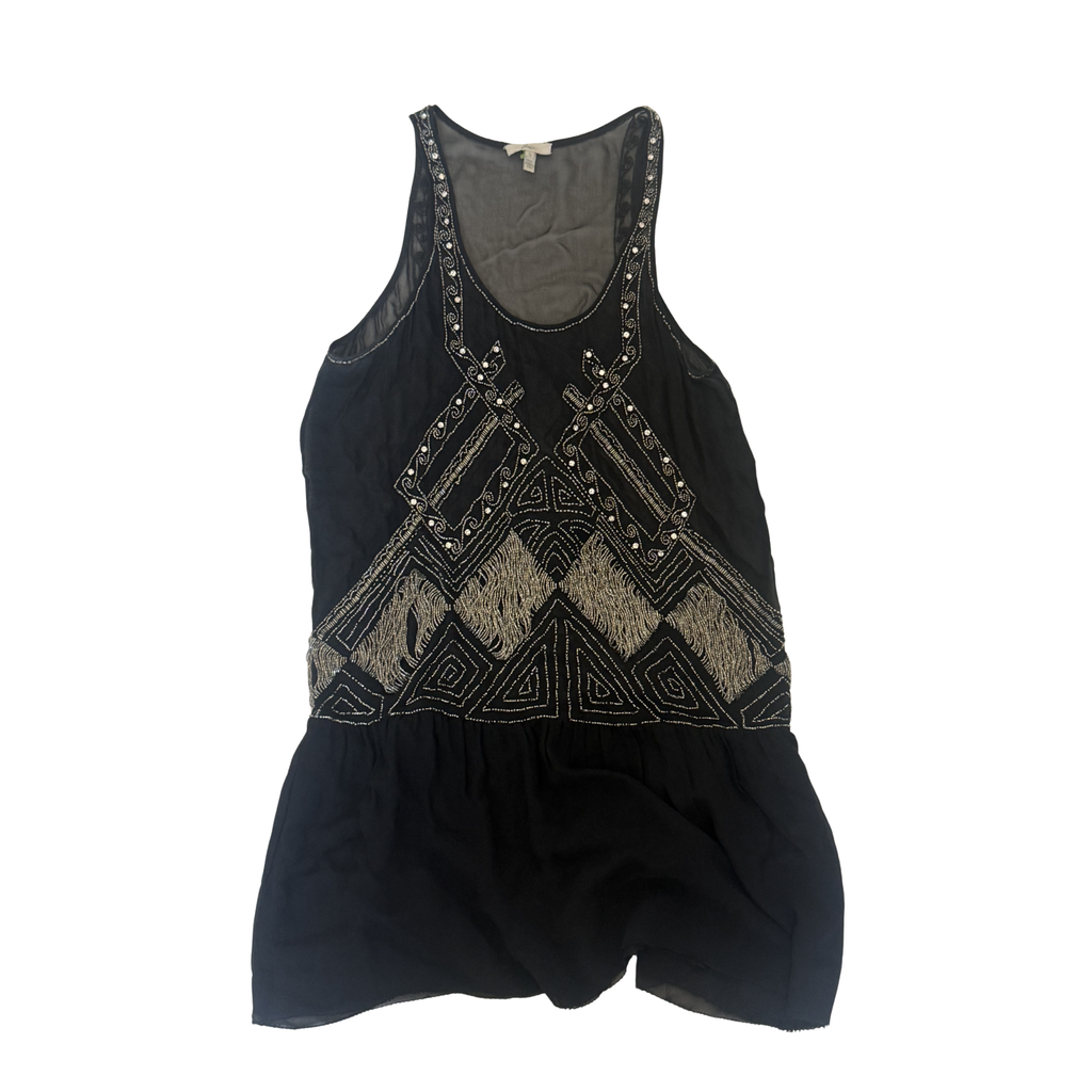 Joie Black and Silver Beaded Slip Dress with Removable Liner – Size XS/S
