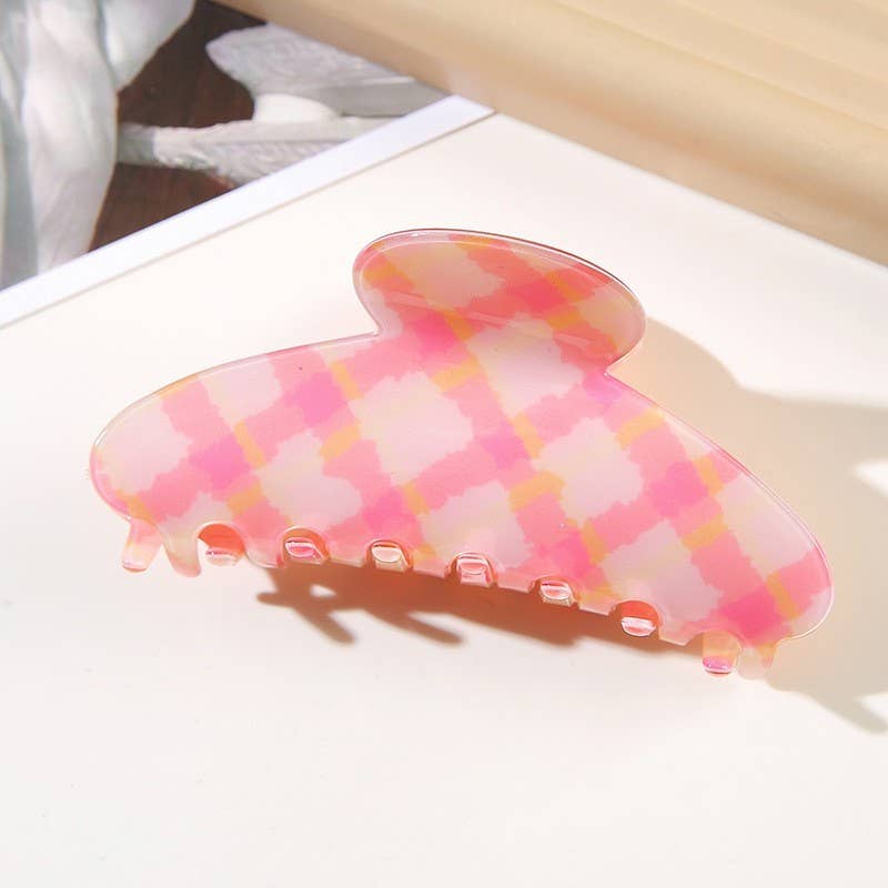 Large Plaid Oval Hair Claw Clips