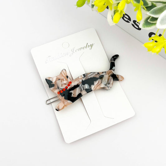 Crystal Cat Acetate Side Hair Clip