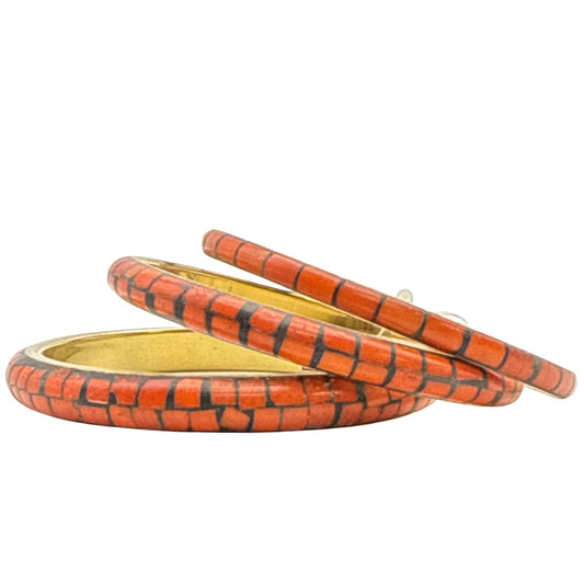 Coral Buffalo Bone Bangle Set