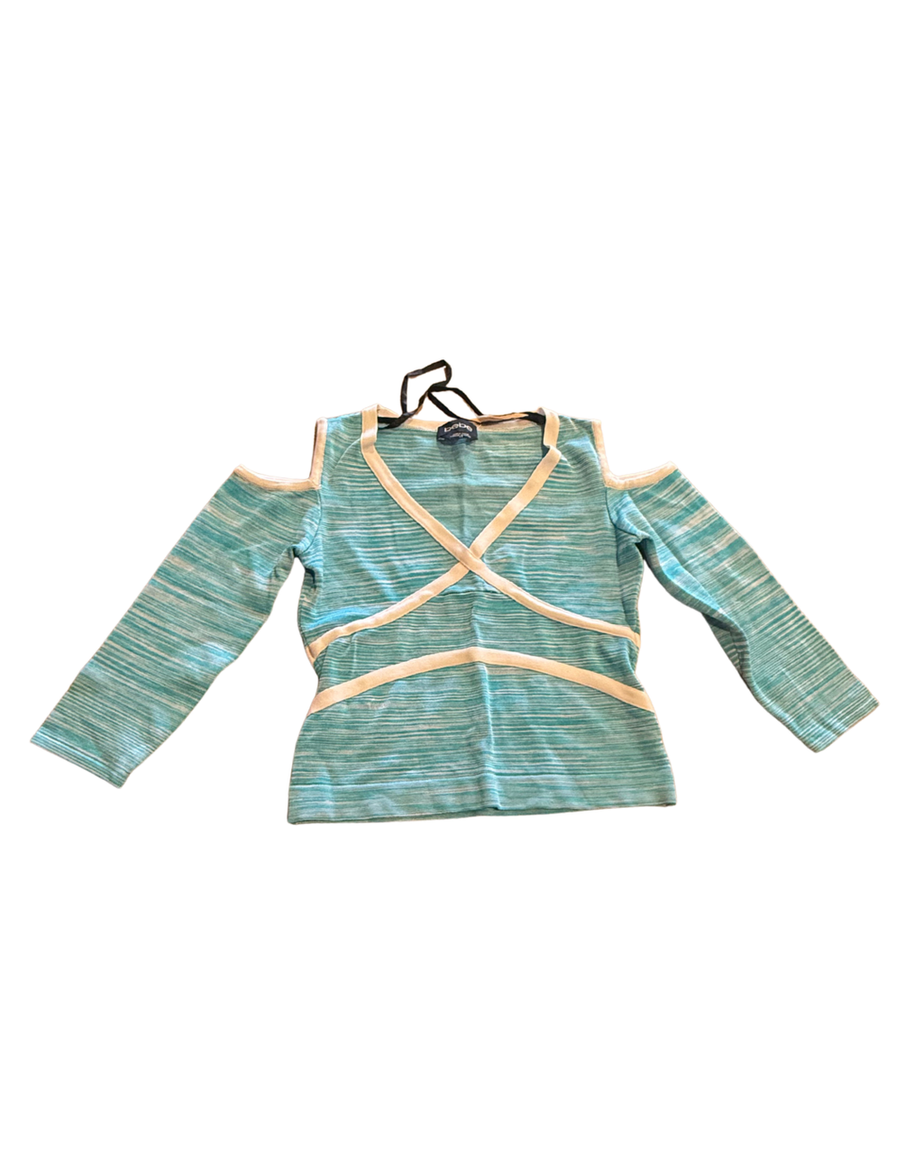 Vintage Bebe Teal Y2K Shoulder Cutout Top