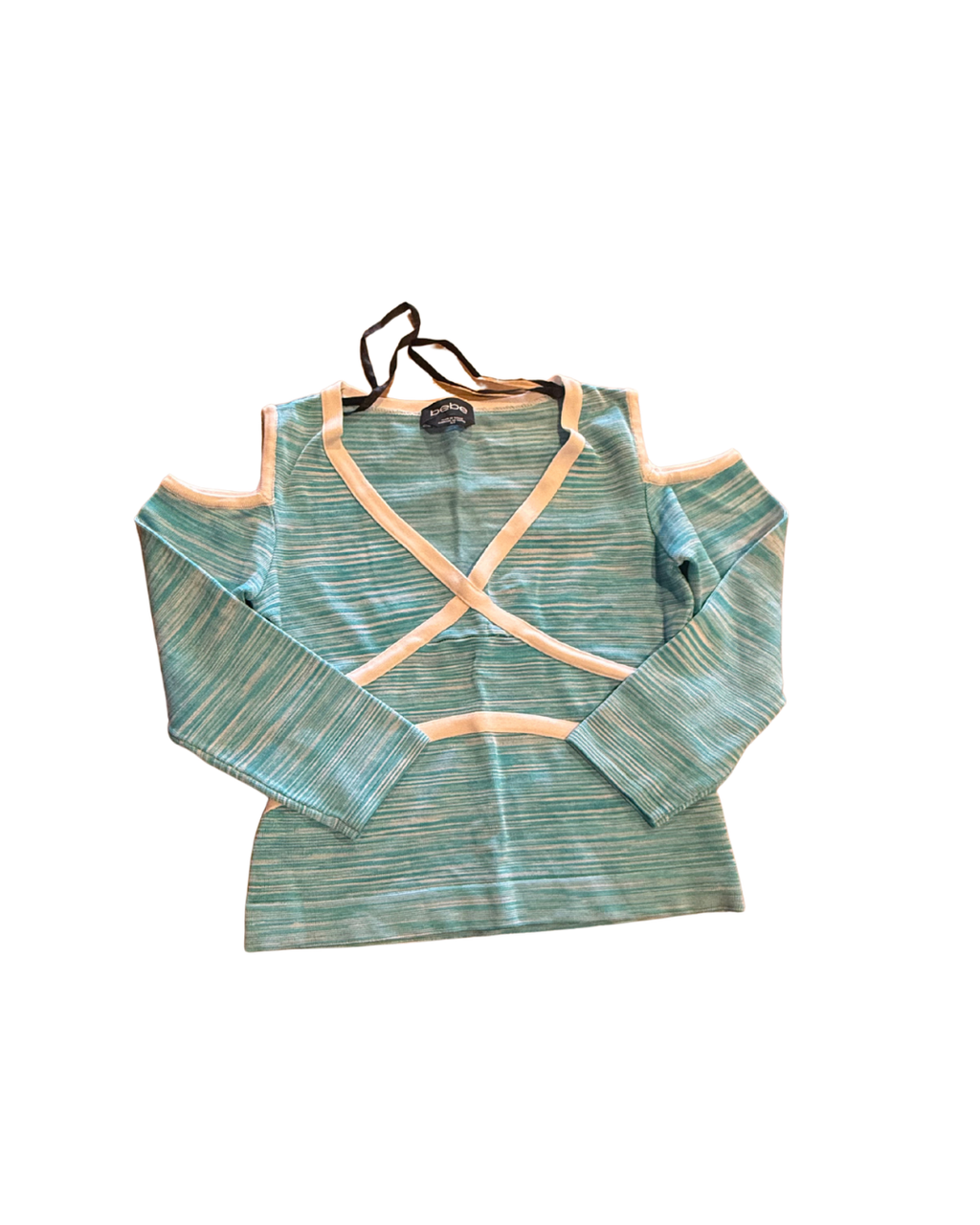 Vintage Bebe Teal Y2K Shoulder Cutout Top