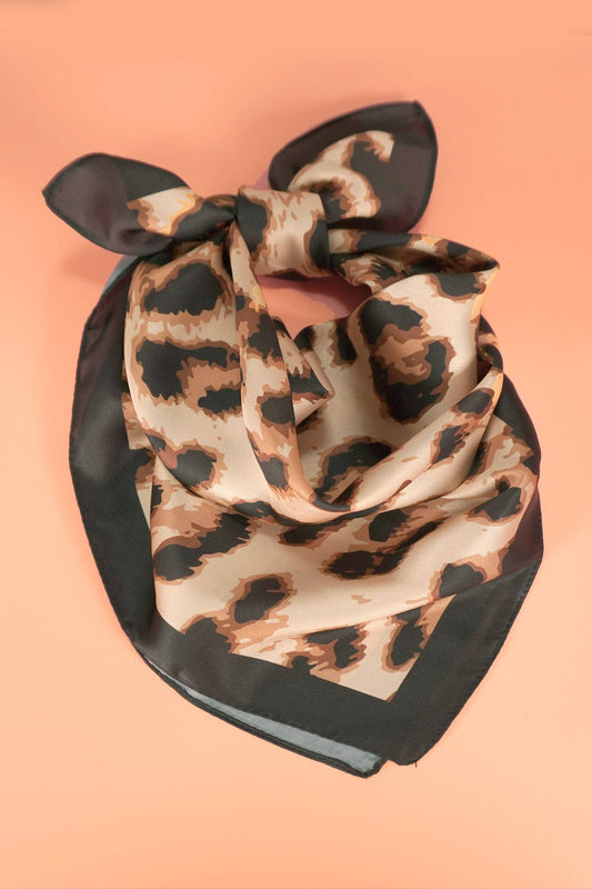 Leopard Print Silky Bandana Scarf