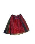 Vintage Red Midi Skirt with Black Lace Overlay