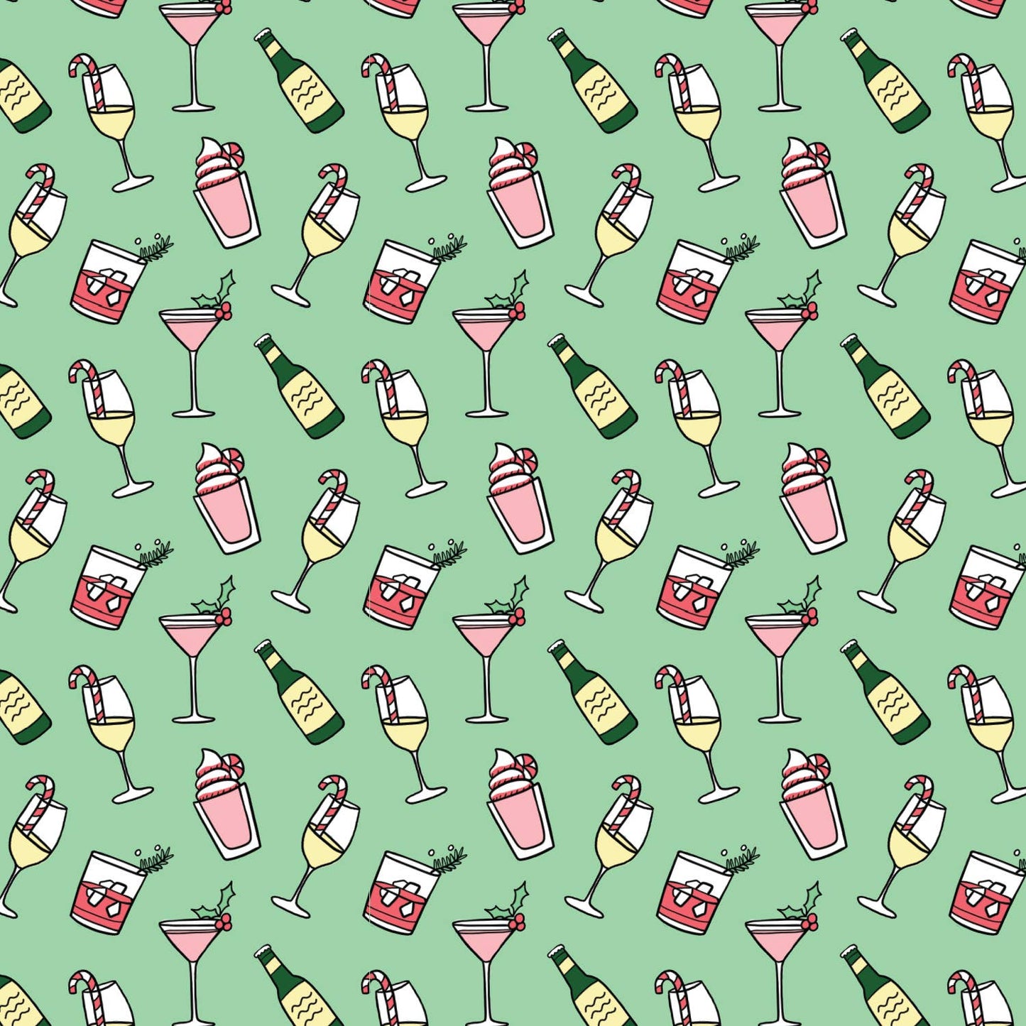 Holiday Cocktail Drinks Wrapping Paper Roll