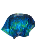Chico’s Blue and Green Sheer Poncho Top – One Size