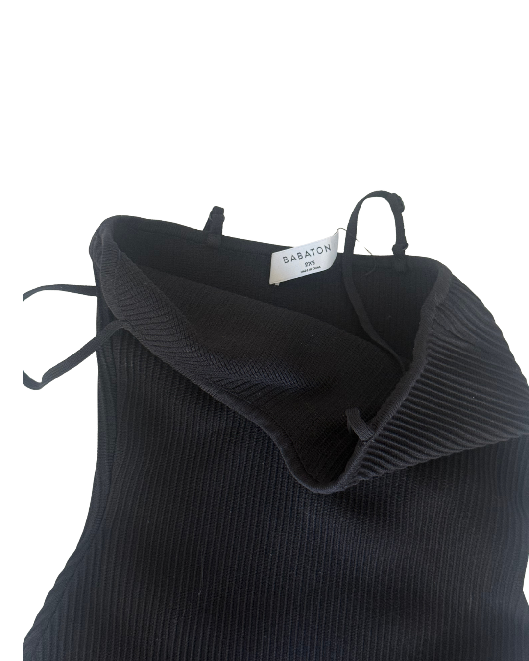 Aritzia Babaton Black Ribbed Bodycon Mini Dress – Size XXS