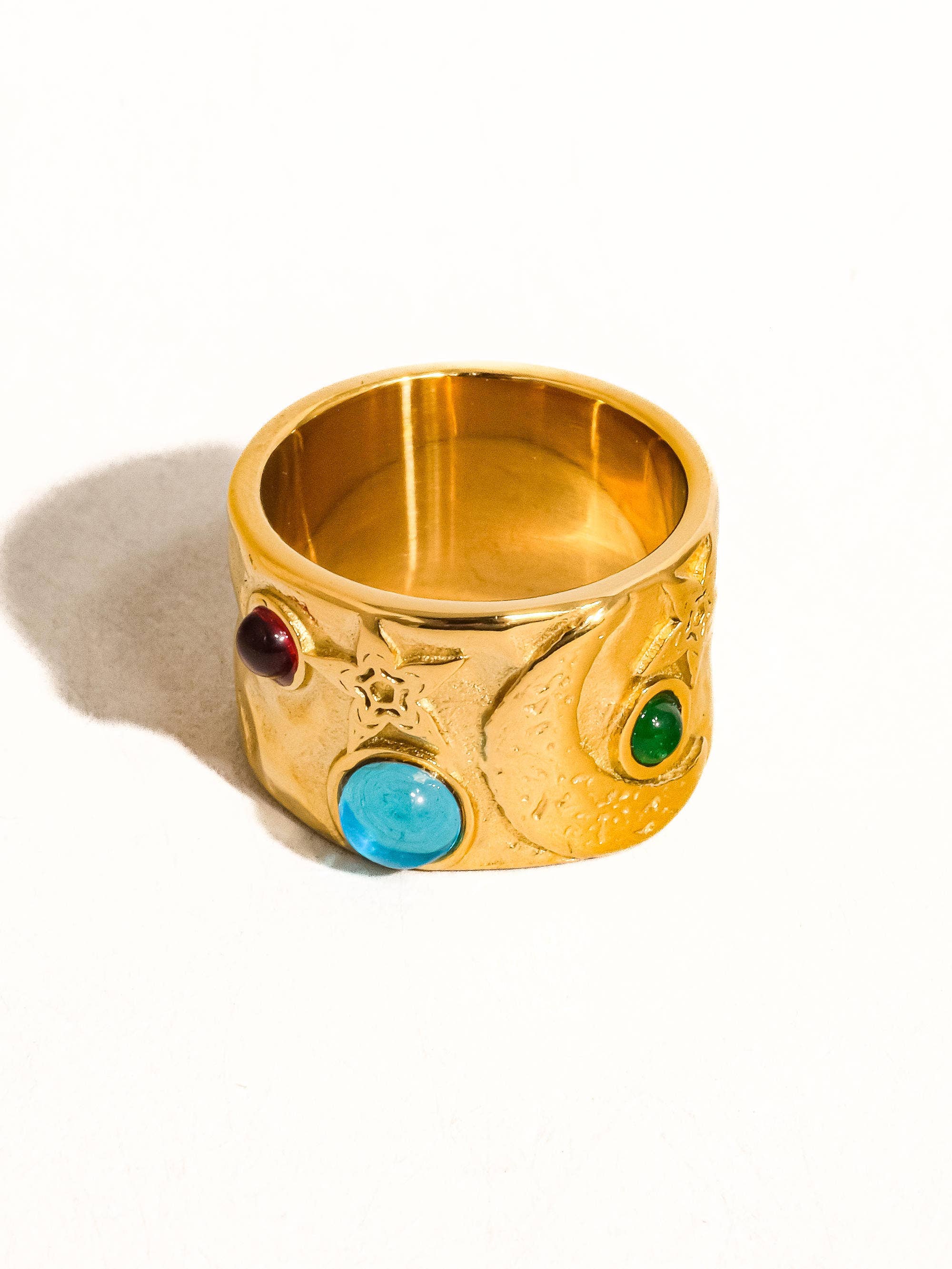 Thierry 18K Gold Non-Tarnish Vintage Stone Ring