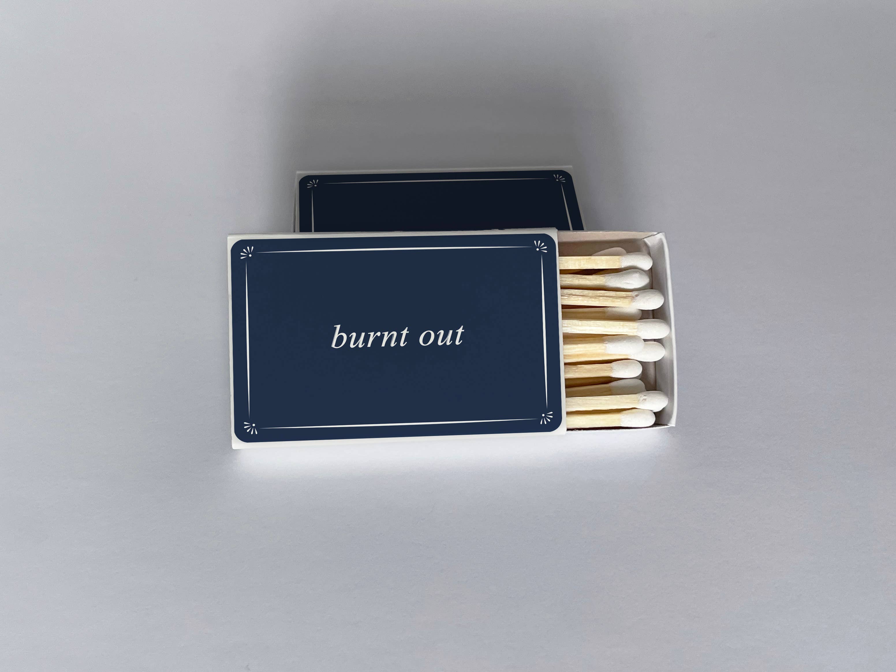 "Burnt Out" Navy Blue Matchbook
