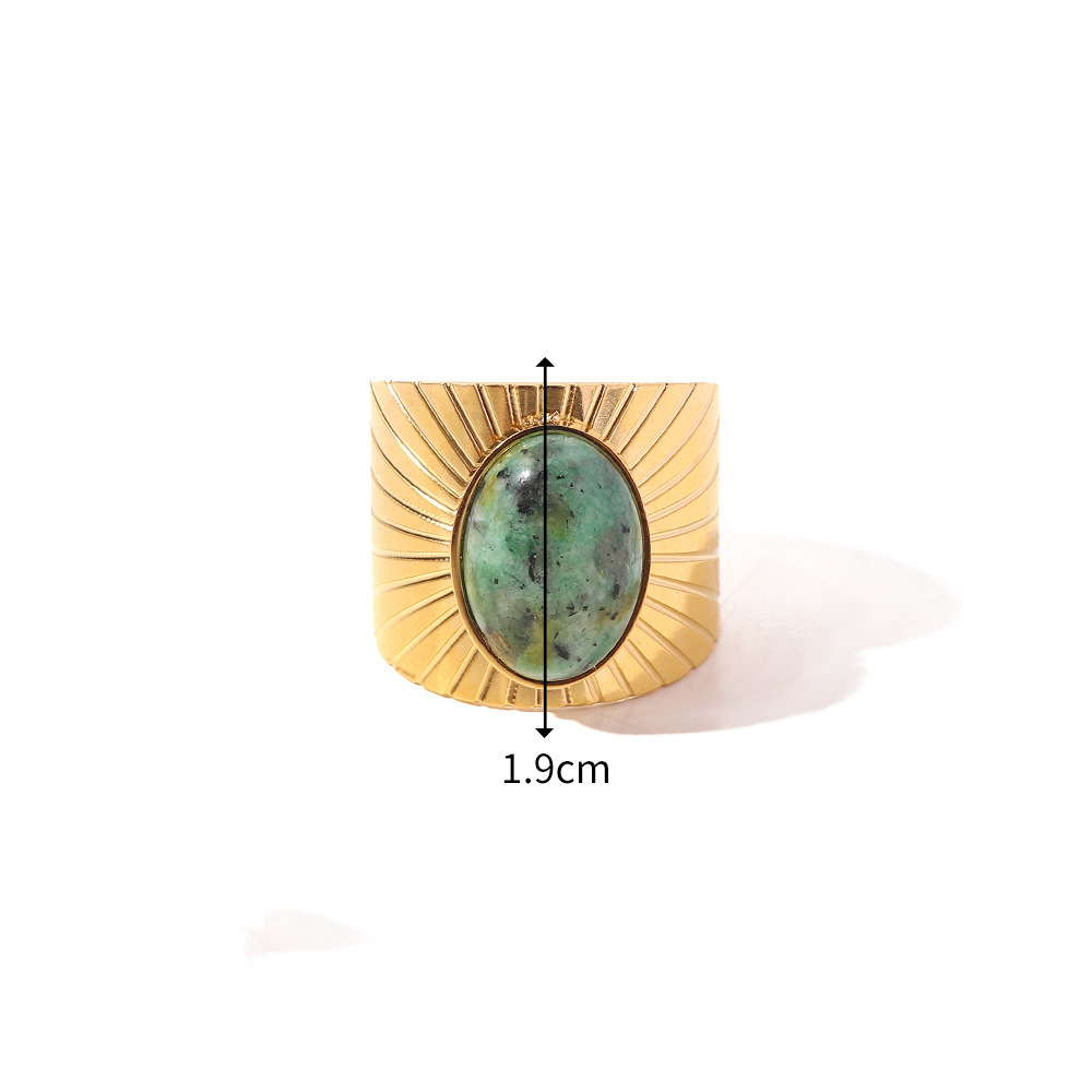 18K Gold-plated Stainless Steel Stone Rings