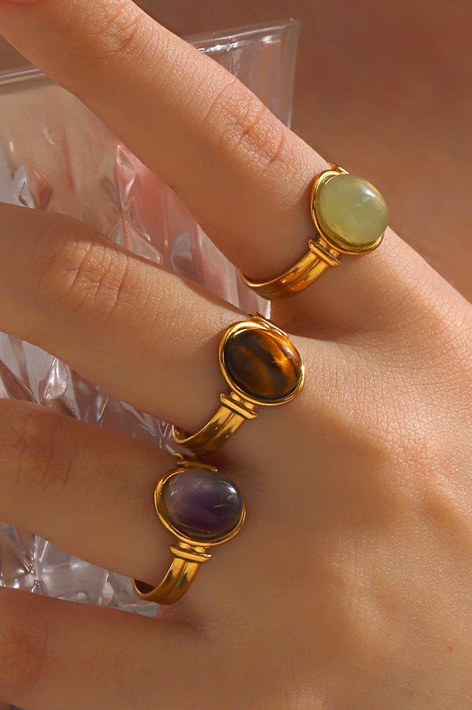 18K Stainless Steel Stone Ring