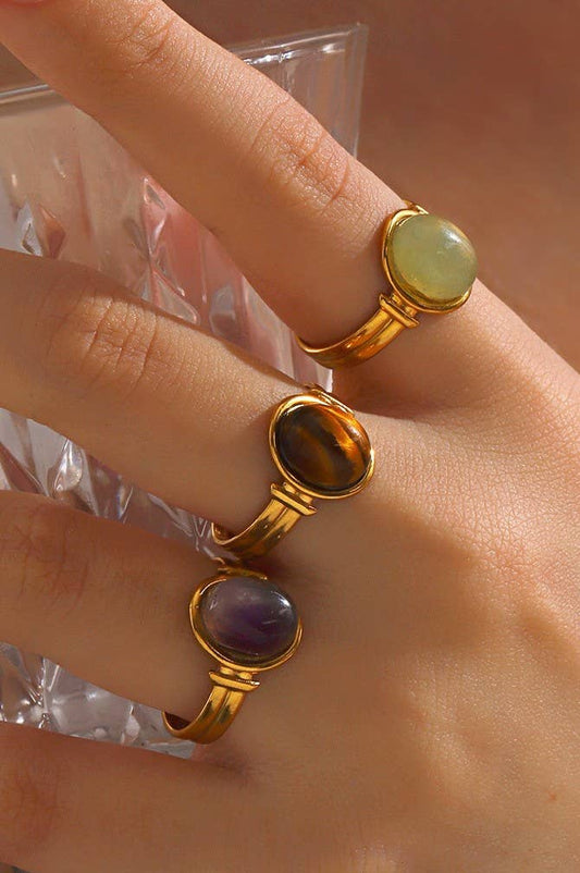 18K Stainless Steel Stone Ring