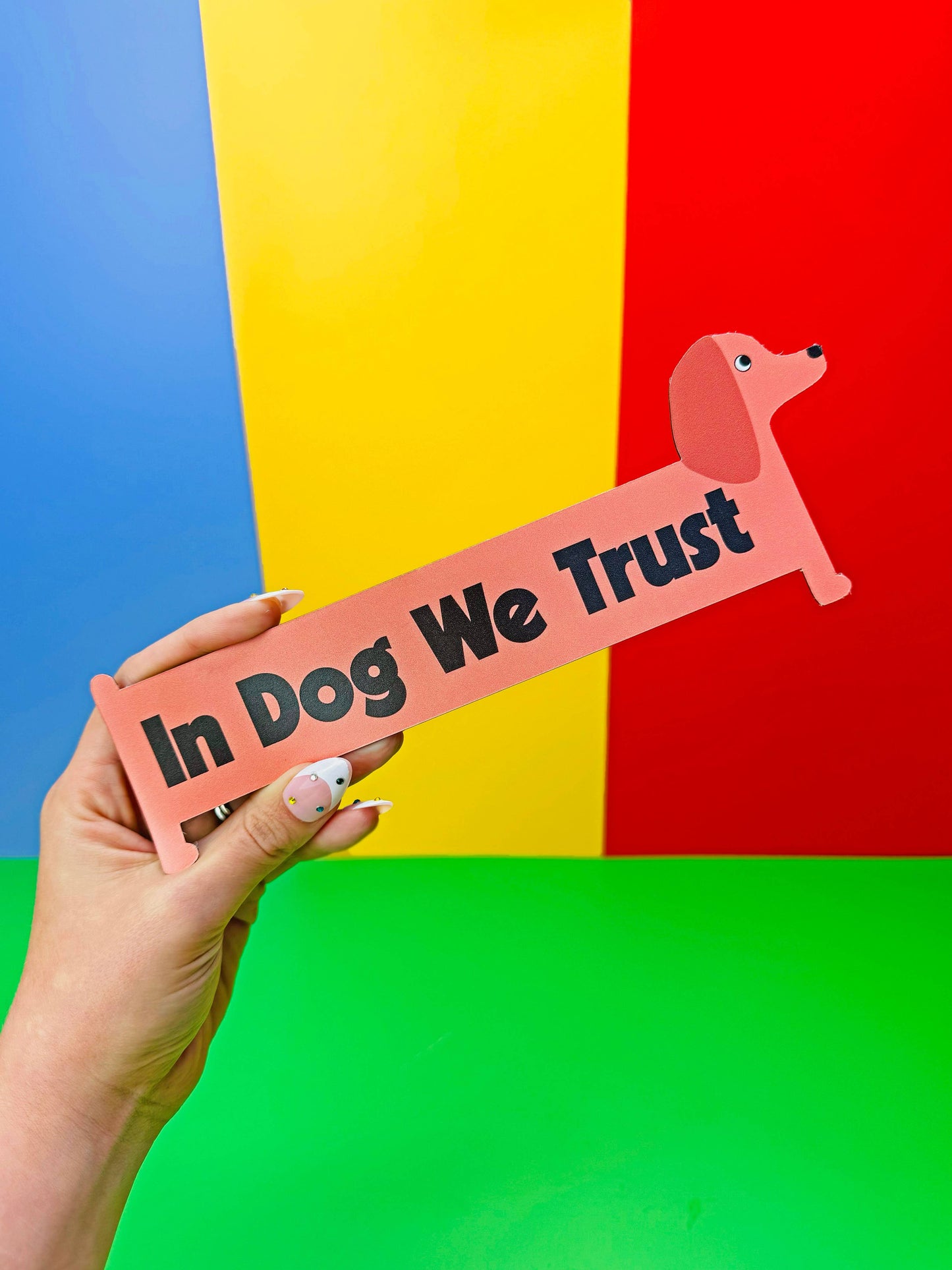"In Dog We Trust" Wiener Dog Car Magnet