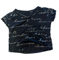 Black Glitter Script Top