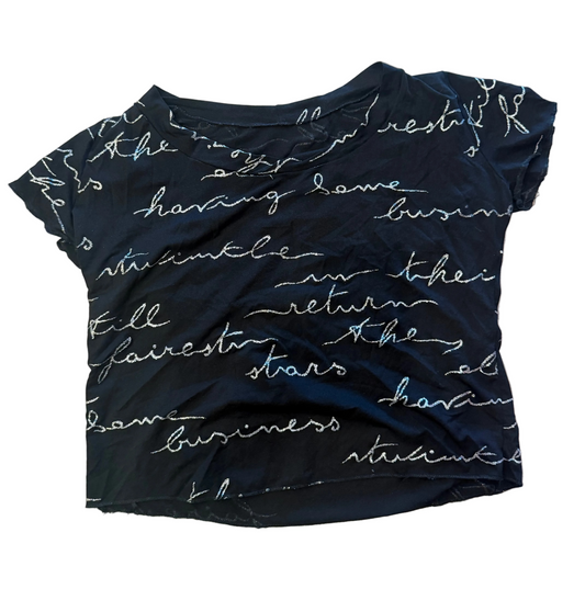 Black Glitter Script Top