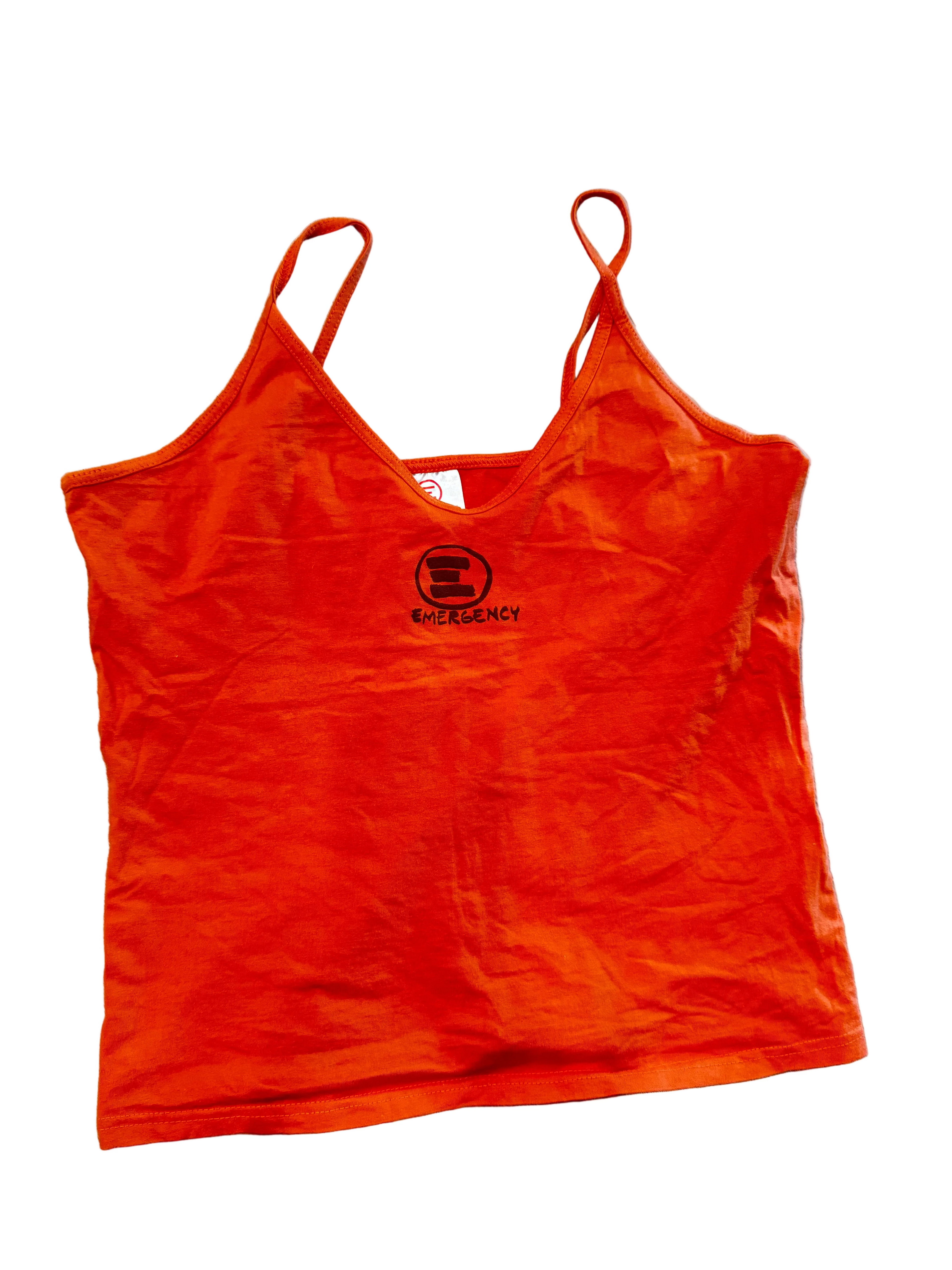 Y2K "Emergency" Orange Tank Top