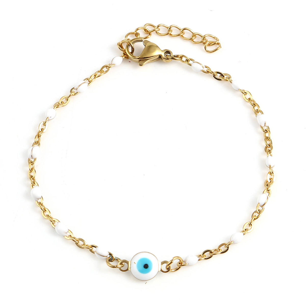 18K Gold Plated Evil Eye Chain Bracelet – Non-Tarnish Stainless Steel Nazar Jewelry
