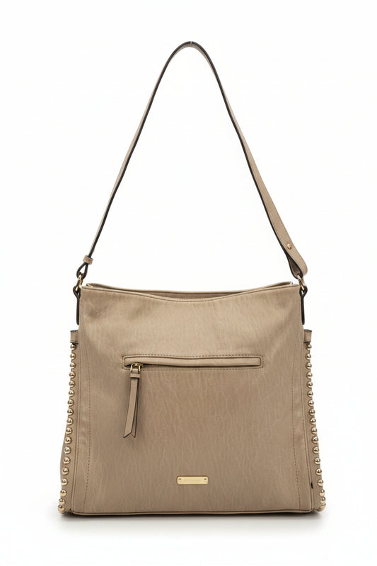 Y2K Jessica Simpson Grey Stud Large Hobo Tote Bag