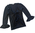 Y2K Black Sheer Ruffle Tie Top