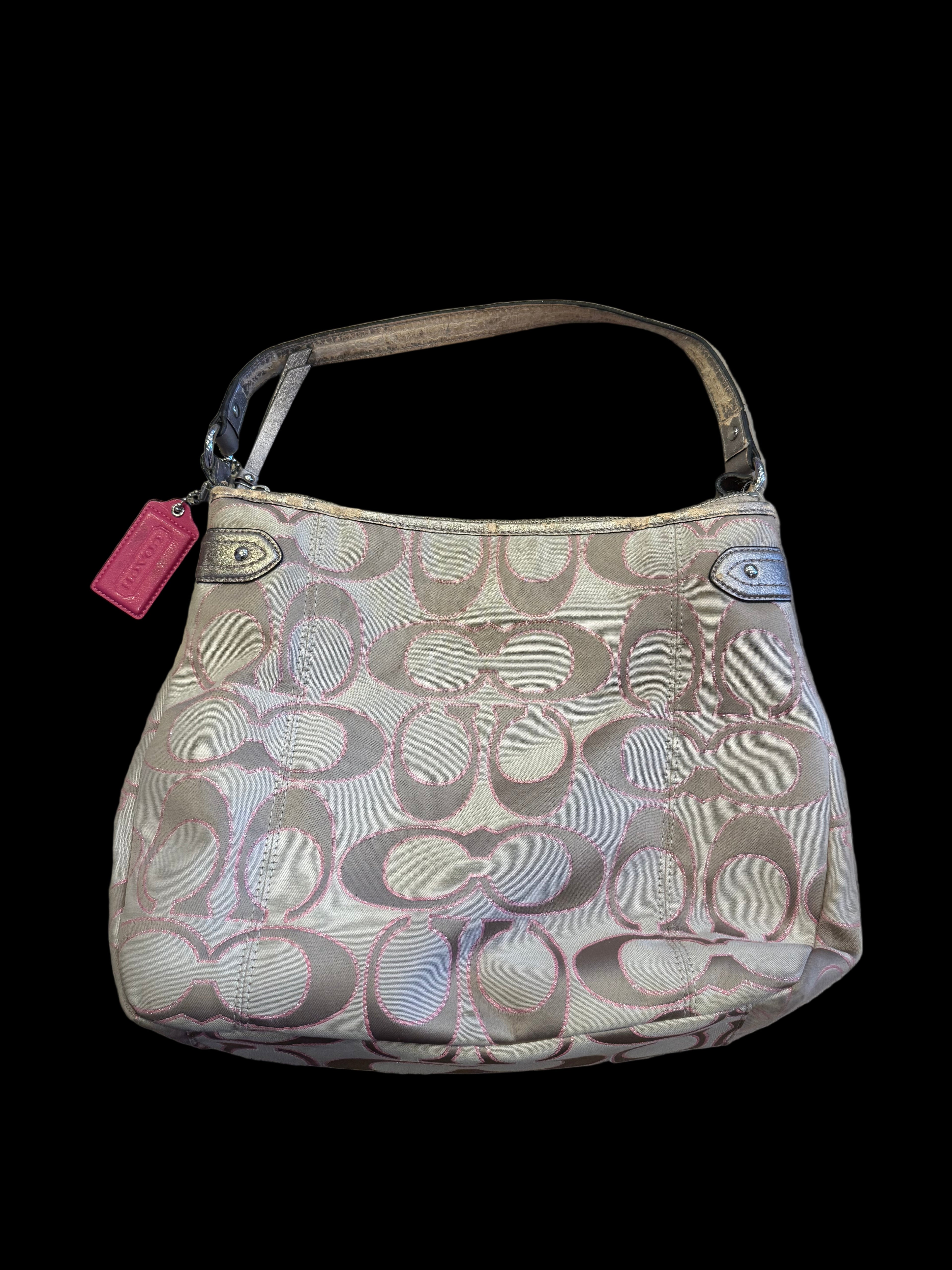 Beige and Pink Coach Handbag