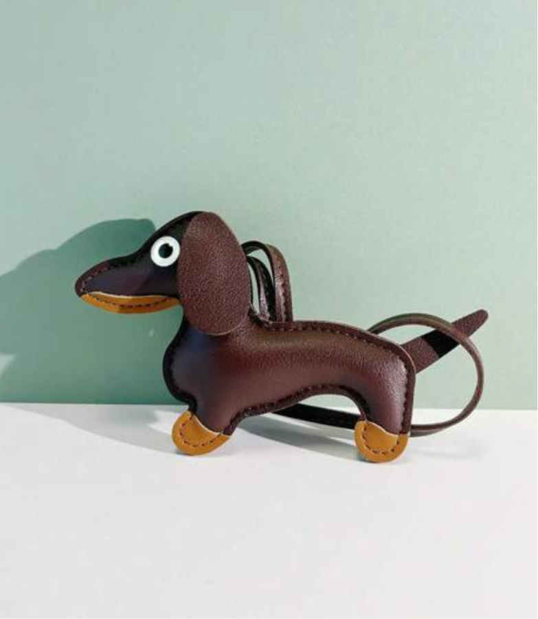 Faux Leather Wiener Dog Bag Charm