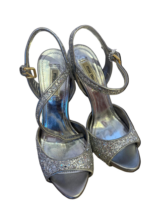 Miu Miu Silver Sparkle Heels