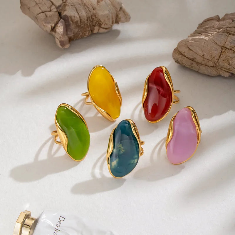 Statement Resin-Inlay 18K Stainless Steel Ring