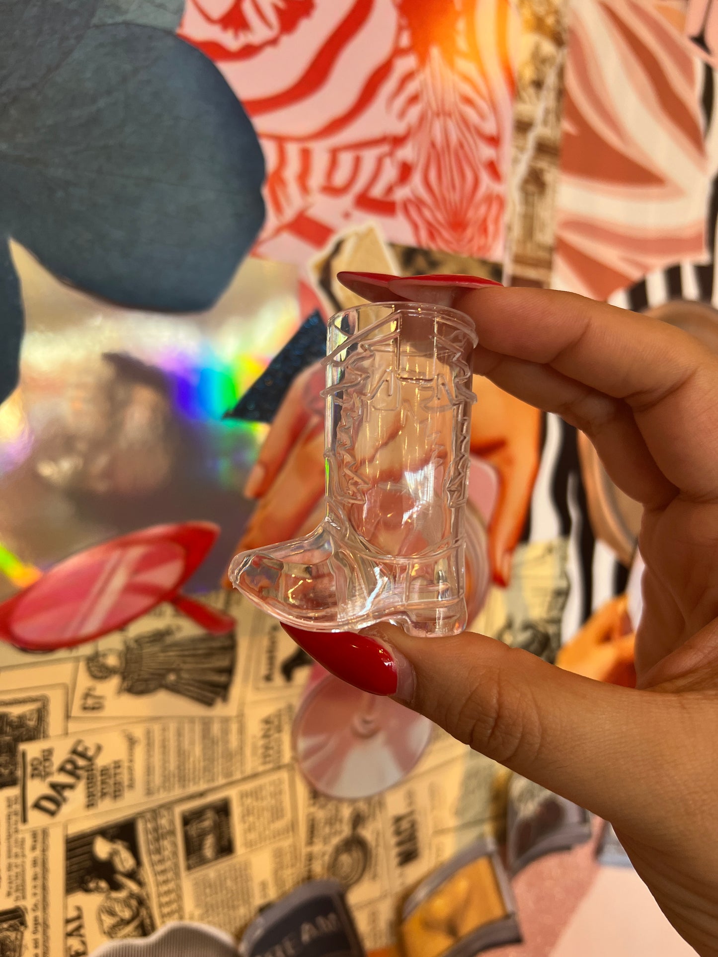 Plastic Boot Shot Glass with Mini Cowboy Hat