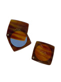 Swivel Square Compact Mirror | Caramel Brown Marbled "Barrette La France"