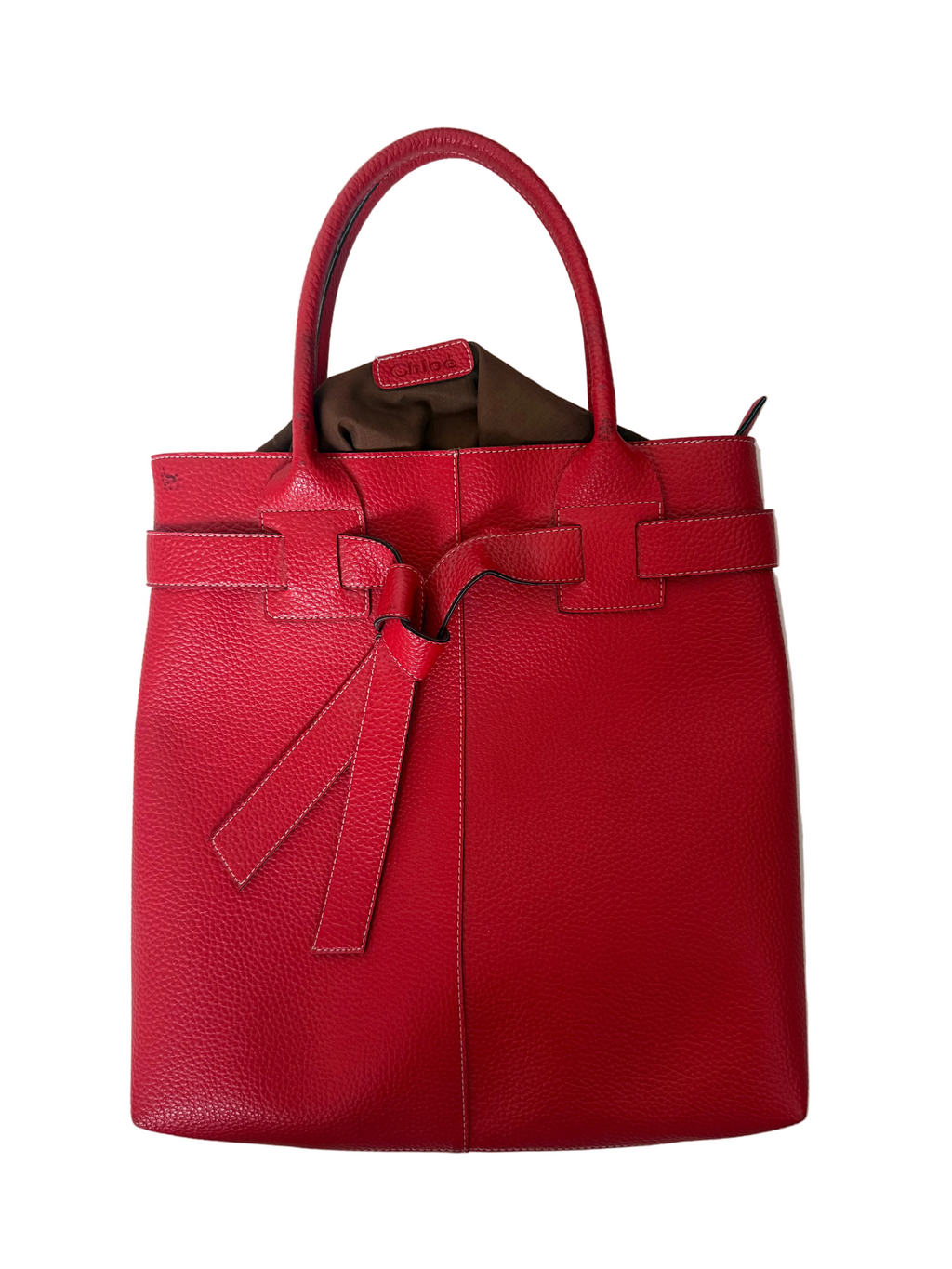 Large Red Chloé Ascot Leather Vintage Bag