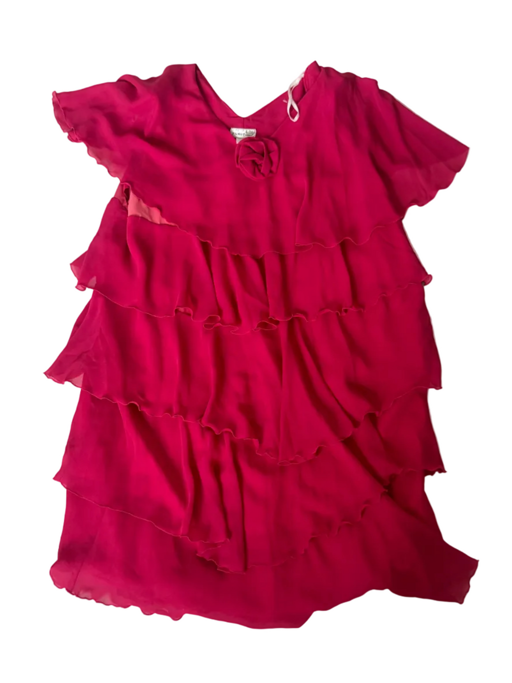 True Vintage Pansy Fashion Georgette Rosette Ruffle Dress