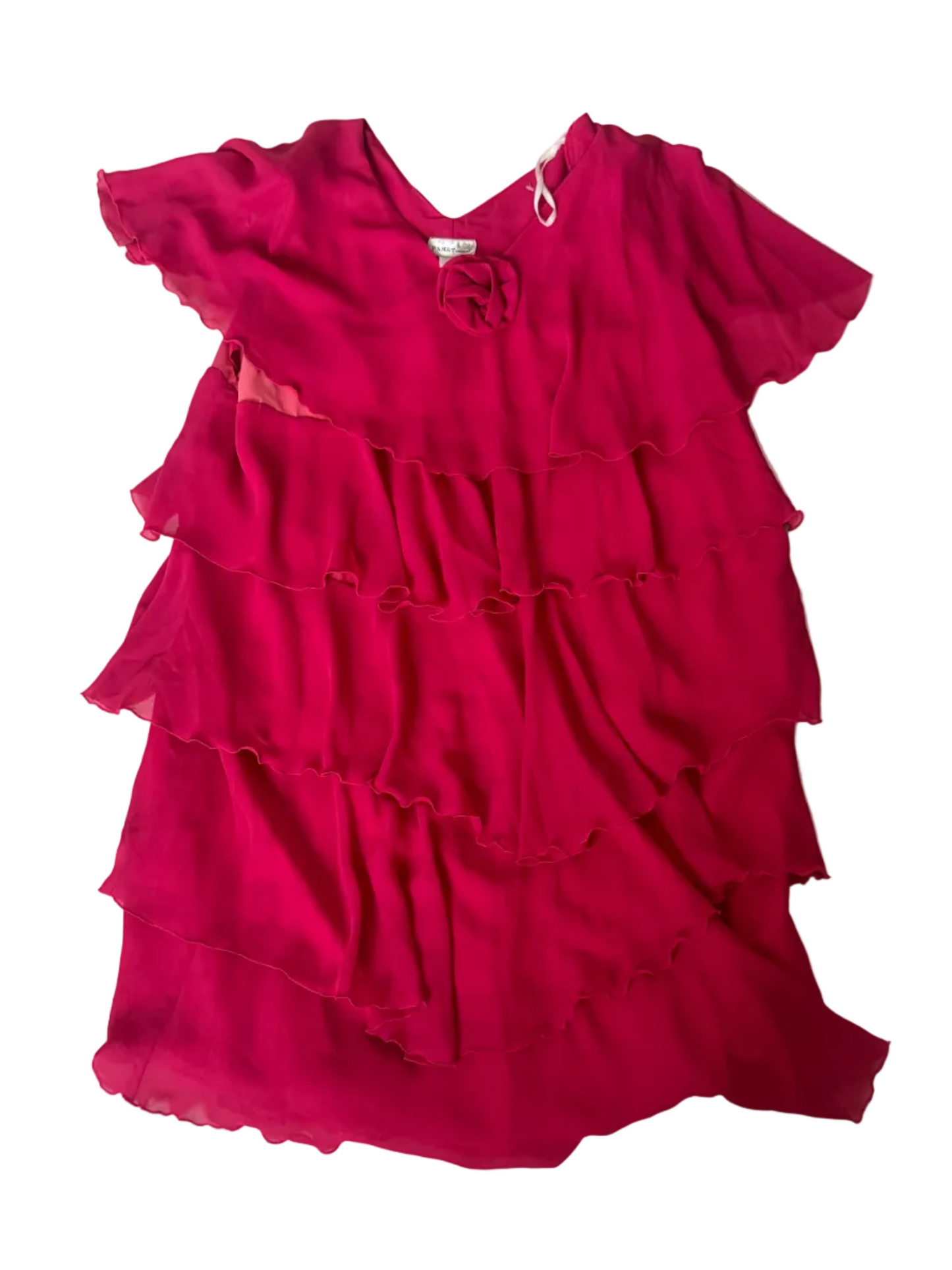 True Vintage Pansy Fashion Georgette Rosette Ruffle Dress