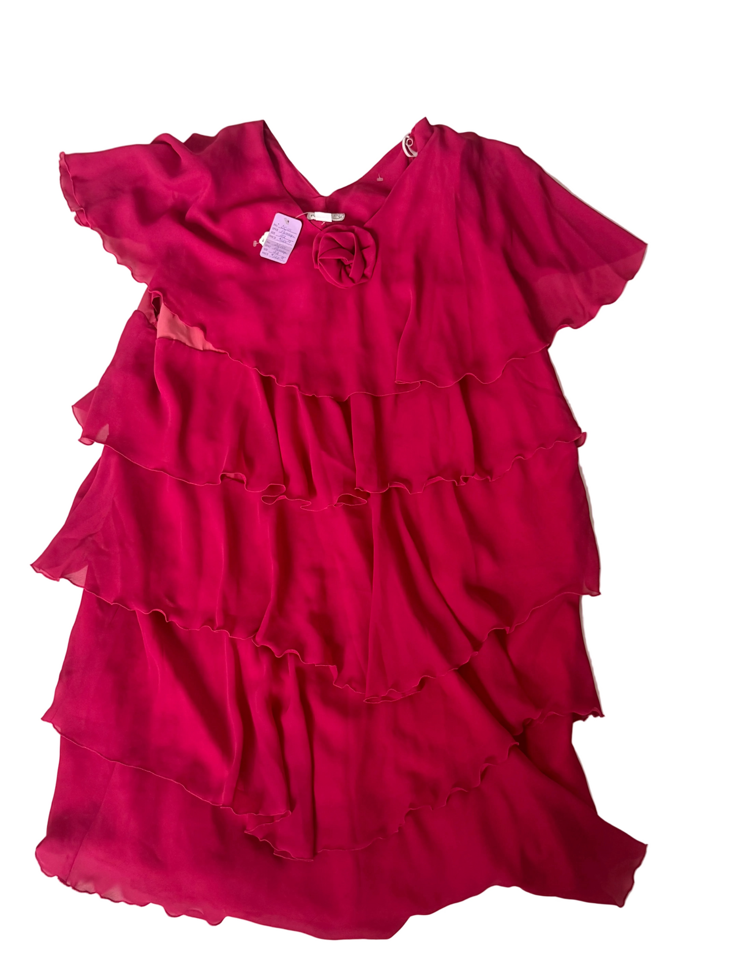 True Vintage Pansy Fashion Georgette Rosette Ruffle Dress