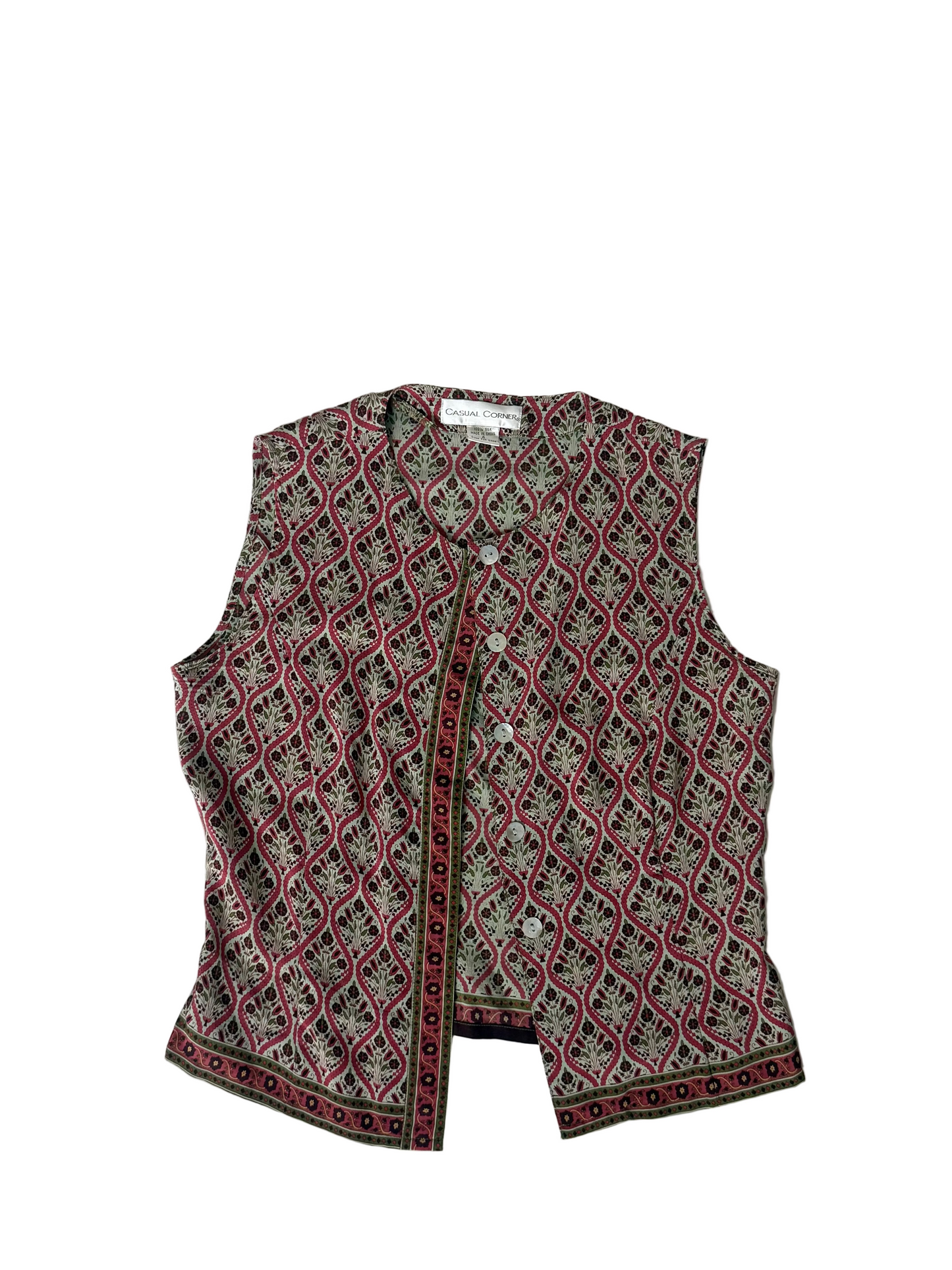 Casual Corner 100% Silk Boho Print Top