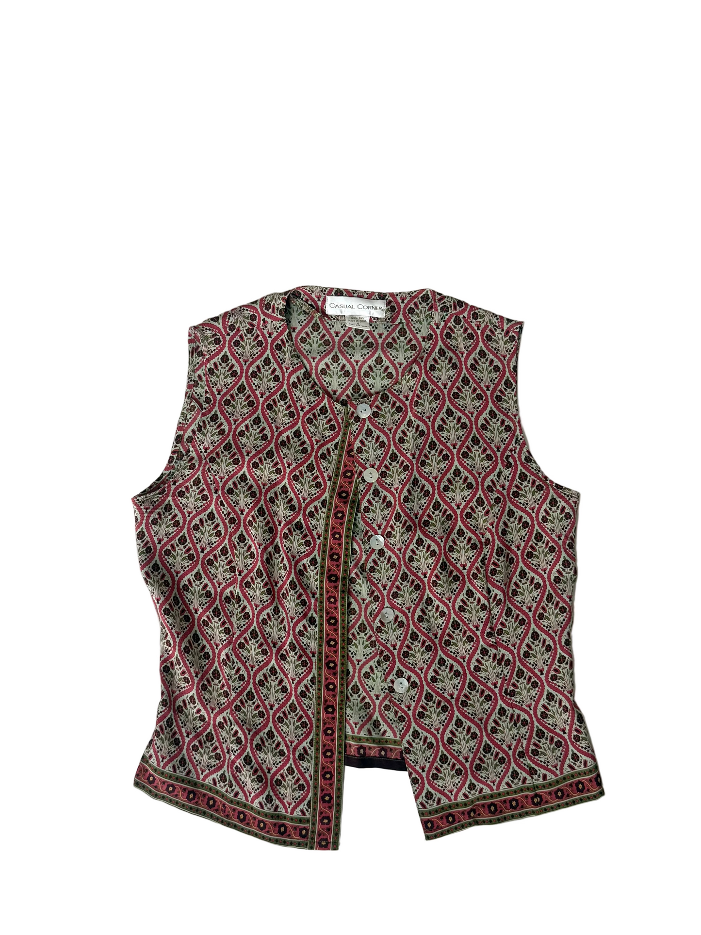 Casual Corner 100% Silk Boho Print Top