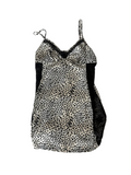 Y2K White Leopard Satin Lace Slip Dress