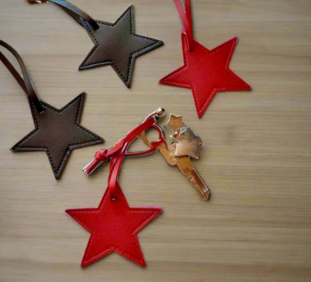 Star Bag Charm (Red Faux Leather)