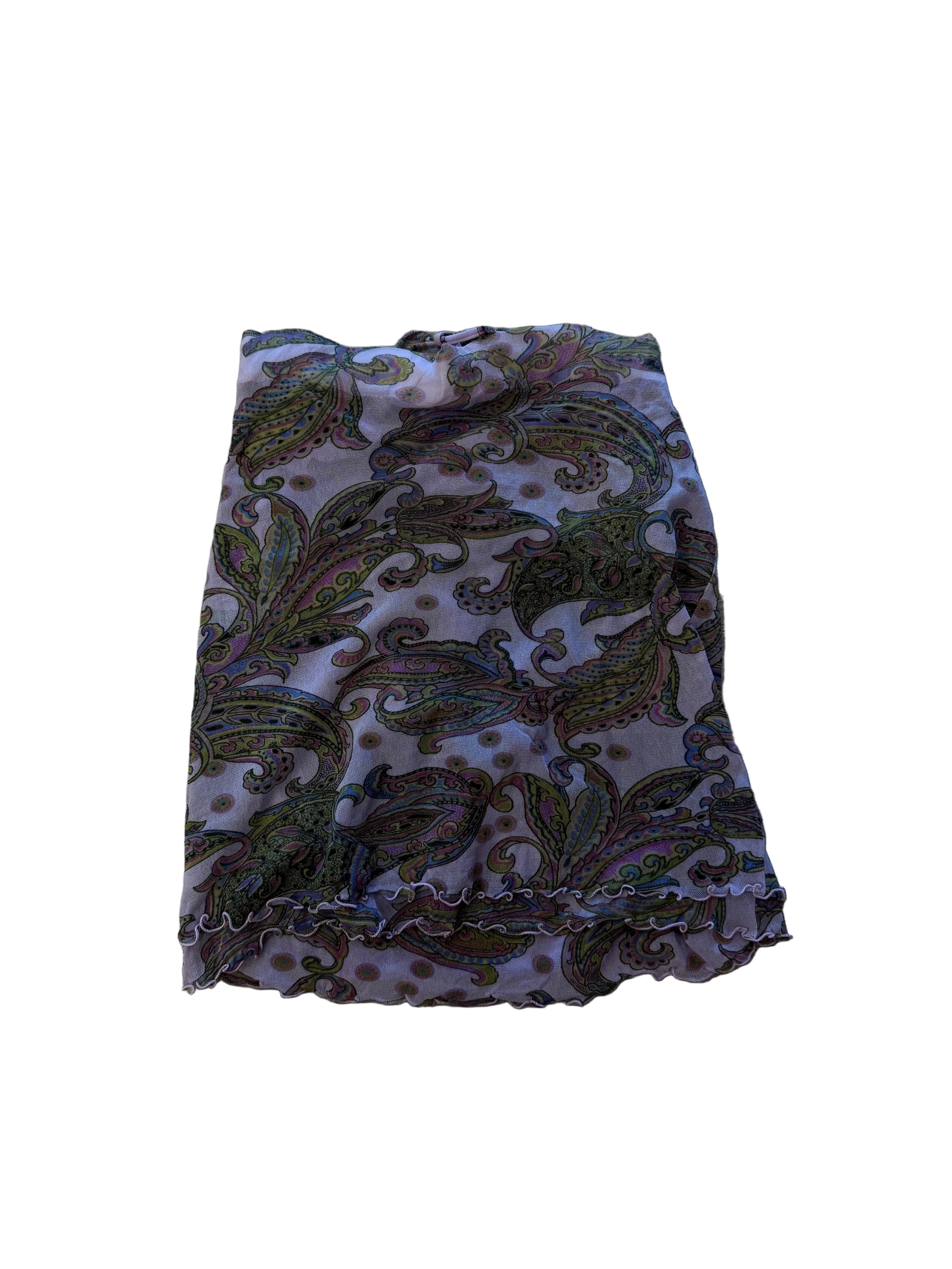 Authentic Y2K Bacirubati Purple Paisley Net Mini Skirt / Tube Top